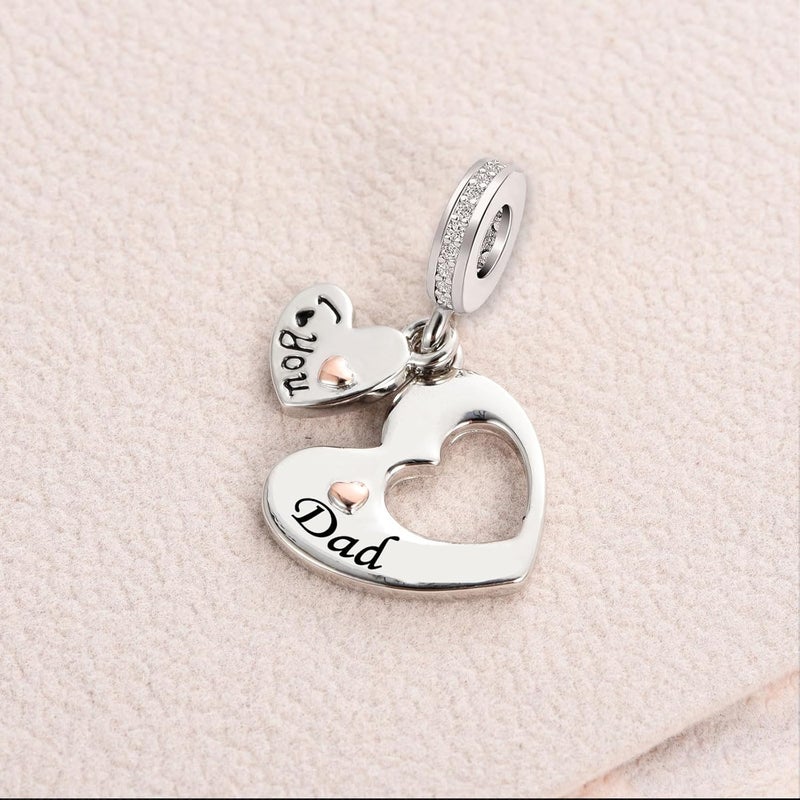 KunBead I Love You Heart Dangle Charms Compatible with Pandora Bracelet Necklace for Mom Daughter Grandma Granddaughter Nana Auntie Wife Sister Best Friend - Image 4